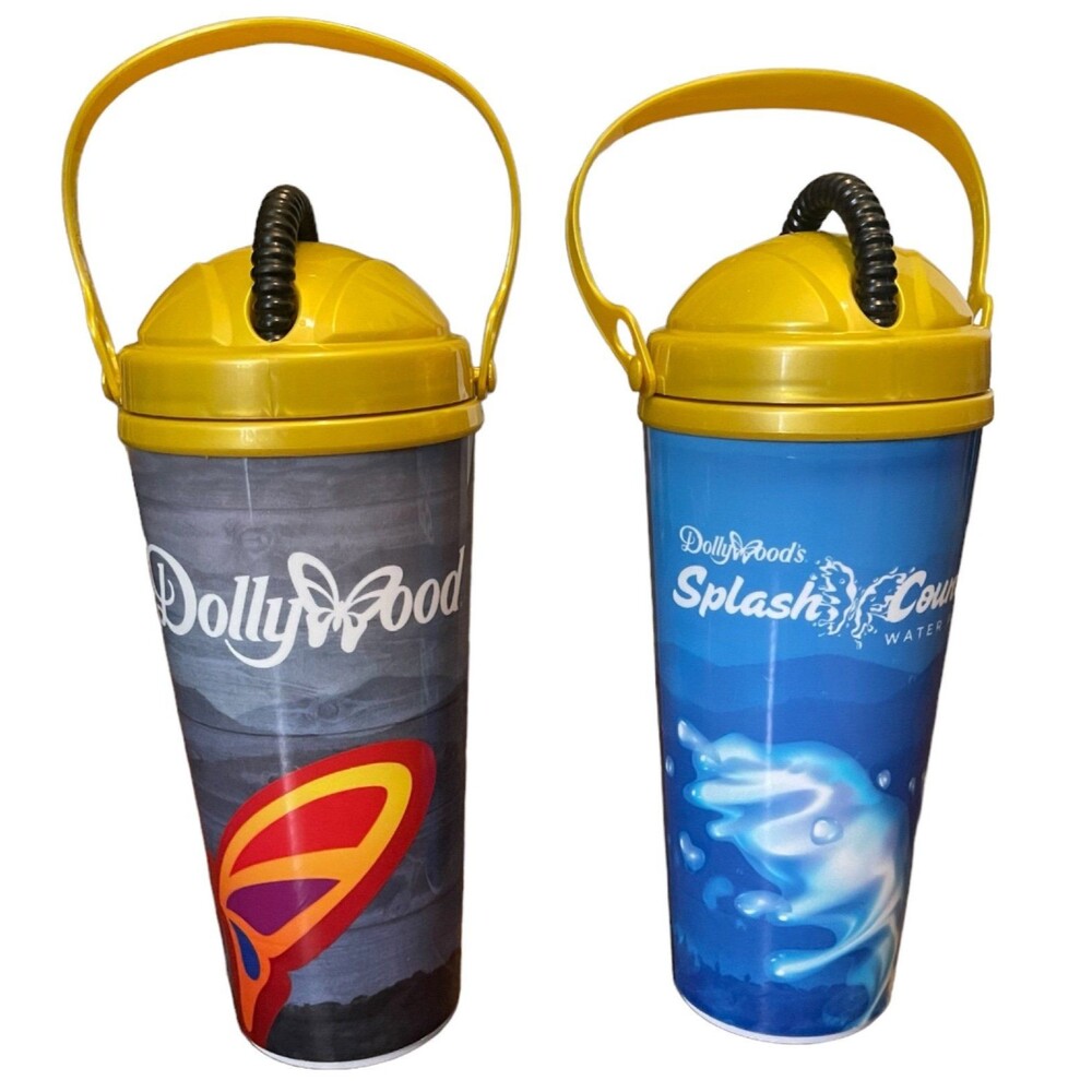 Set of 2 2021 Dollywood souvenir refillable mugs  NEVER USED